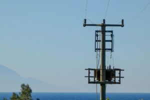 a power pole and wires